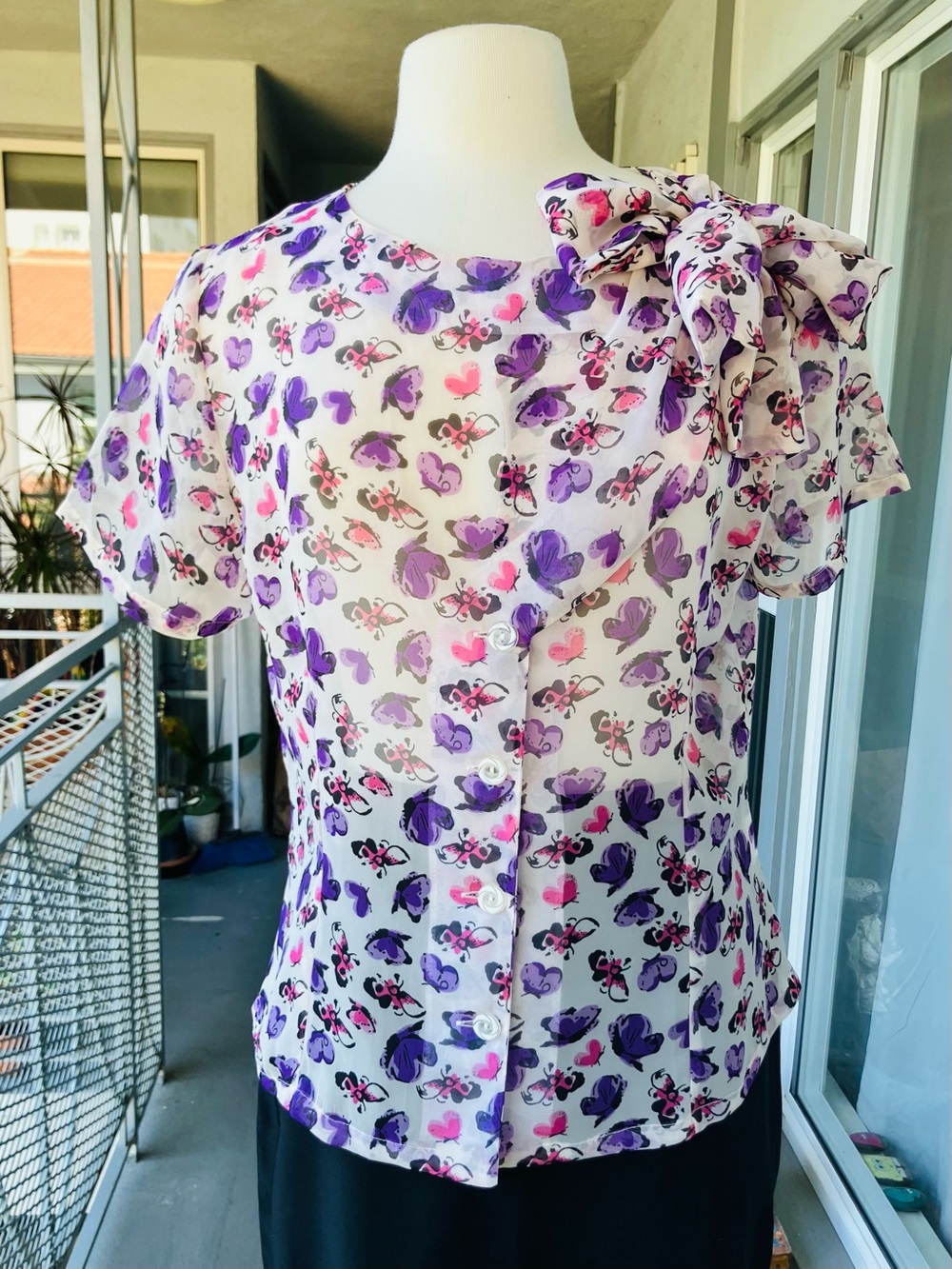 Vintage Bettie Page Butterfly Bow Blouse